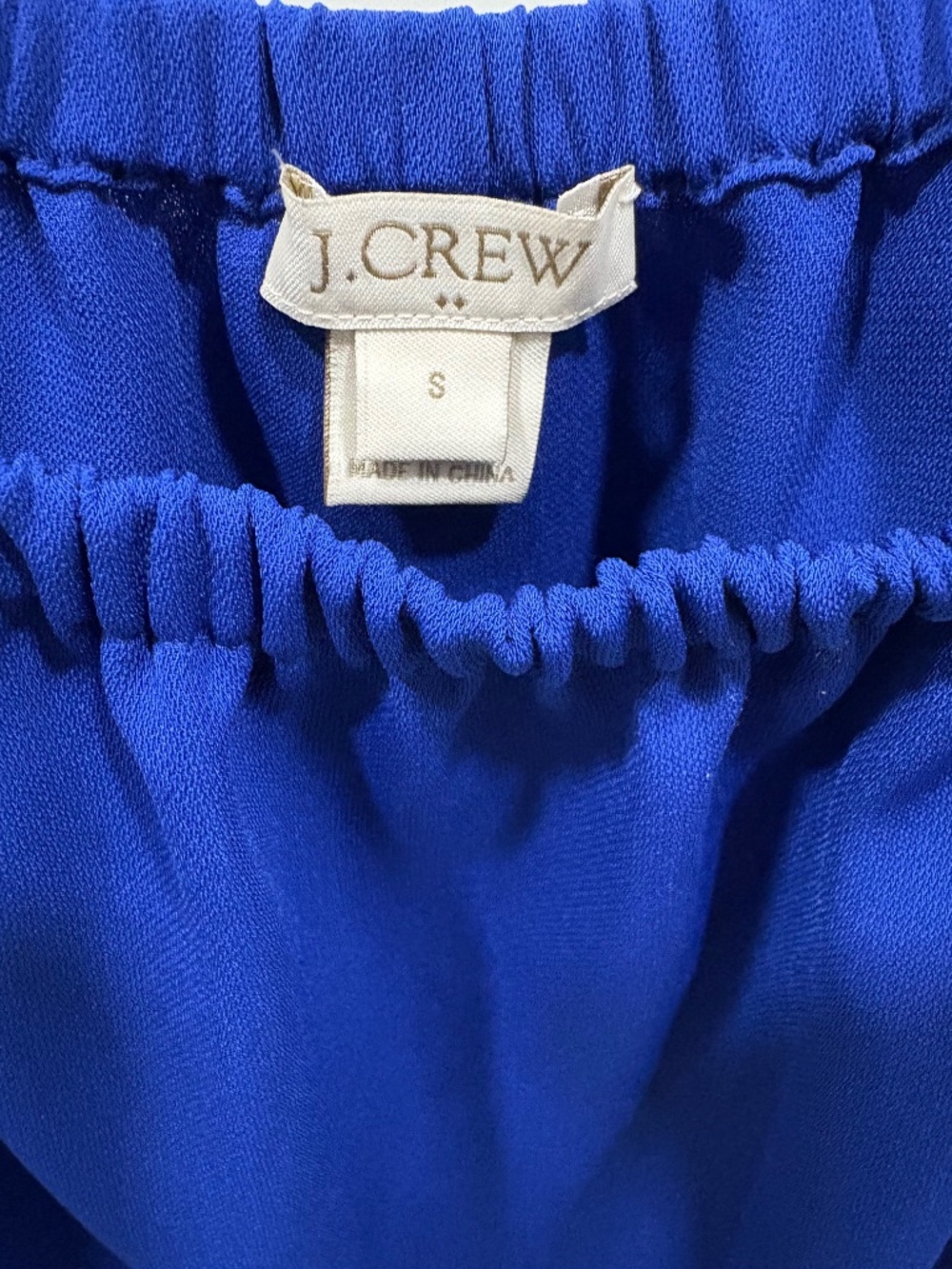 J. Crew Royal Blue OFF-THE-SHOULDER Top/Blouse, Tie Sleeves FLOWY/PEASANT, Sz S - Picture 5 of 5